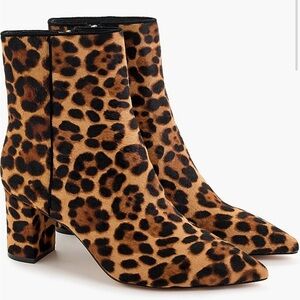 J. Crew Pointed-Toe Sadie Boots in Leopard Calf Hair